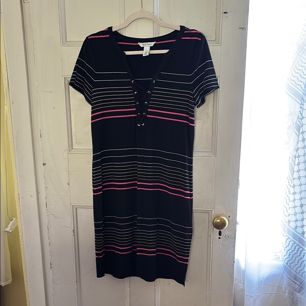 Chic Striped Lace-Up Dress
